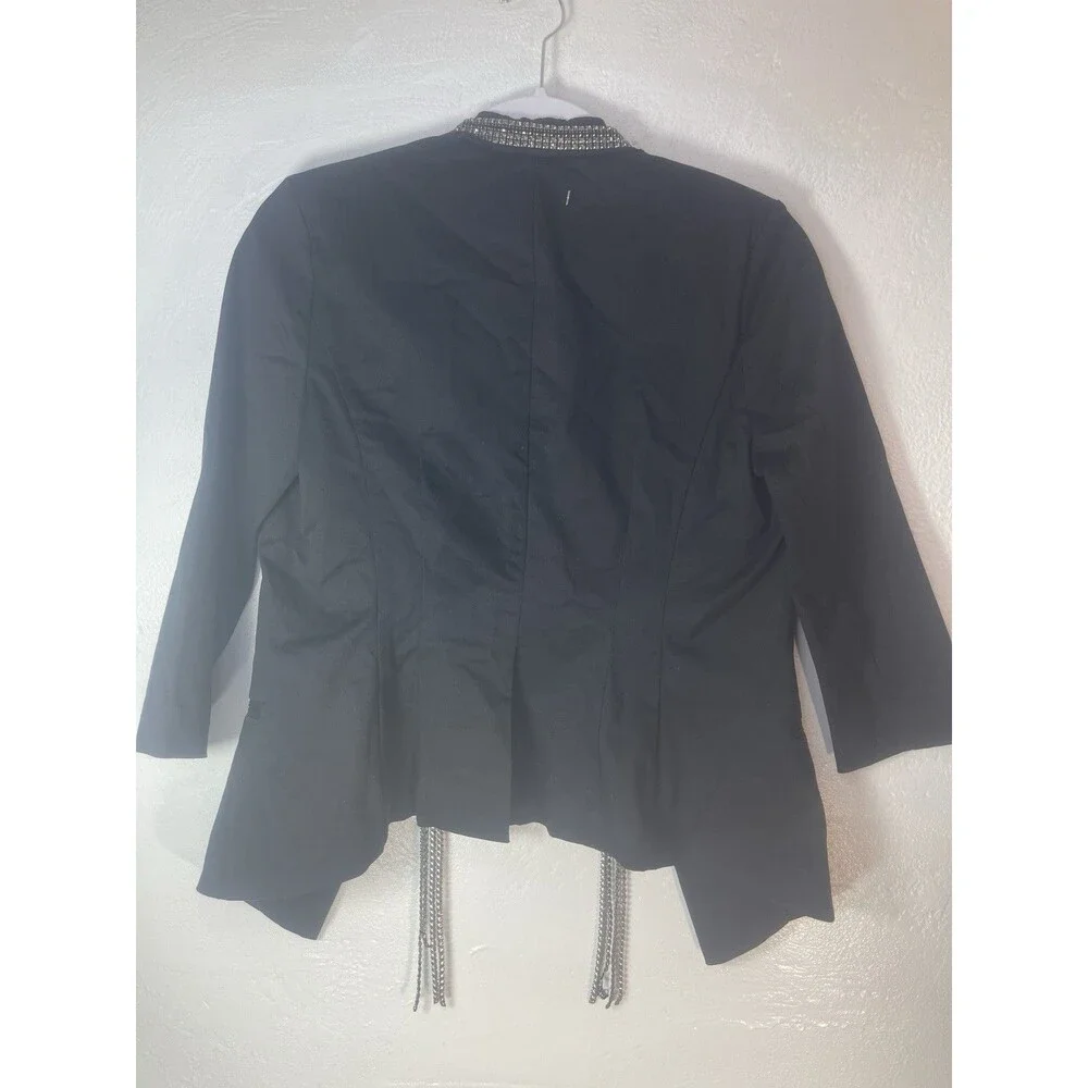 Rock & Republic Black Jacket Blazer Rhinestone Sz 2 Moto Party Rock Y2K Goth